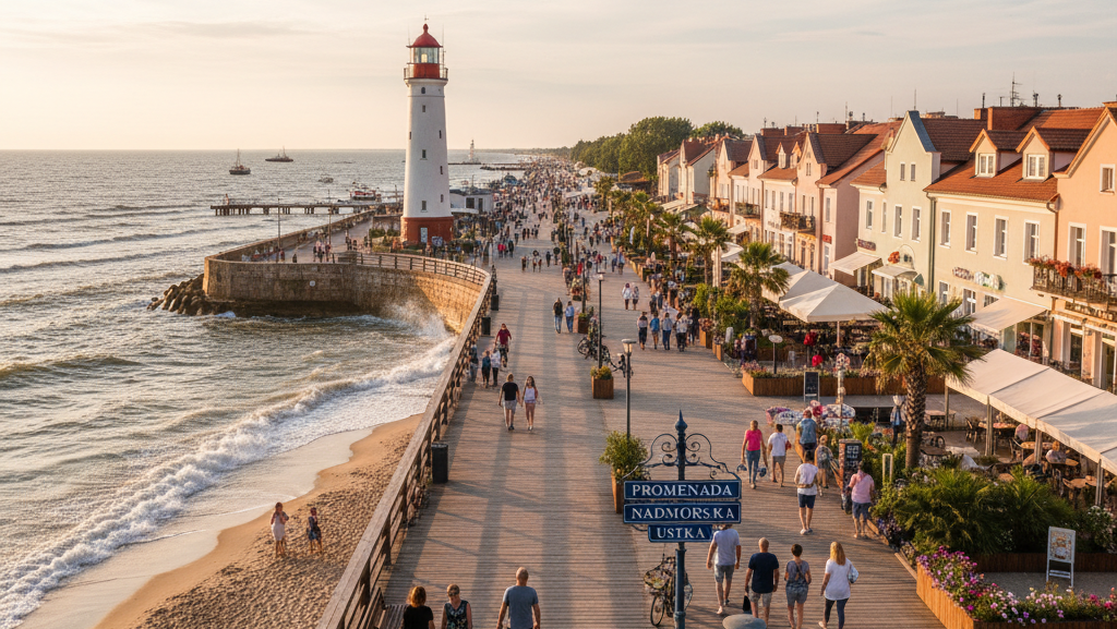 Obraz pokazujący Promenadę Nadmorską w Ustce
